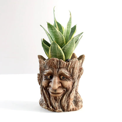 1Pc, Creative and Funny Expression Book Tree Stump Old Man Resin Vase,