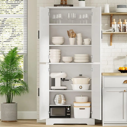 70 Inch Tall Kitchen Pantry Cabinet, Freestanding Storage Cabinet with 4 Doors and Adjustable Shelves,