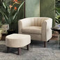 Accent Chair Ottoman Set: Chenille Barrel Chair with Foot Rest,  Upholstered