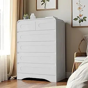 Grey Dresser for Bedroom with 6 Drawers,  Farmhouse Wood Closet