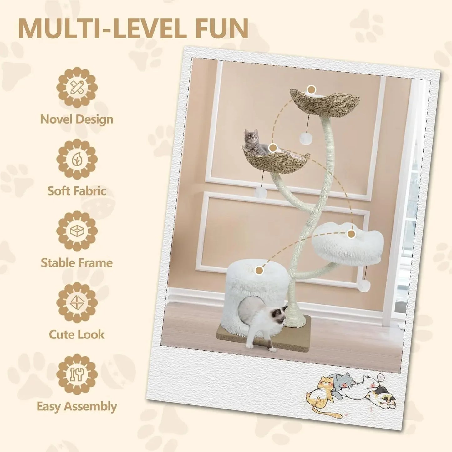 HOT SELLIG QUALITY Cat Tree Tower For Indoor Cats, Multi-Level Large Cat Climbing Furniture With Scratching Posts