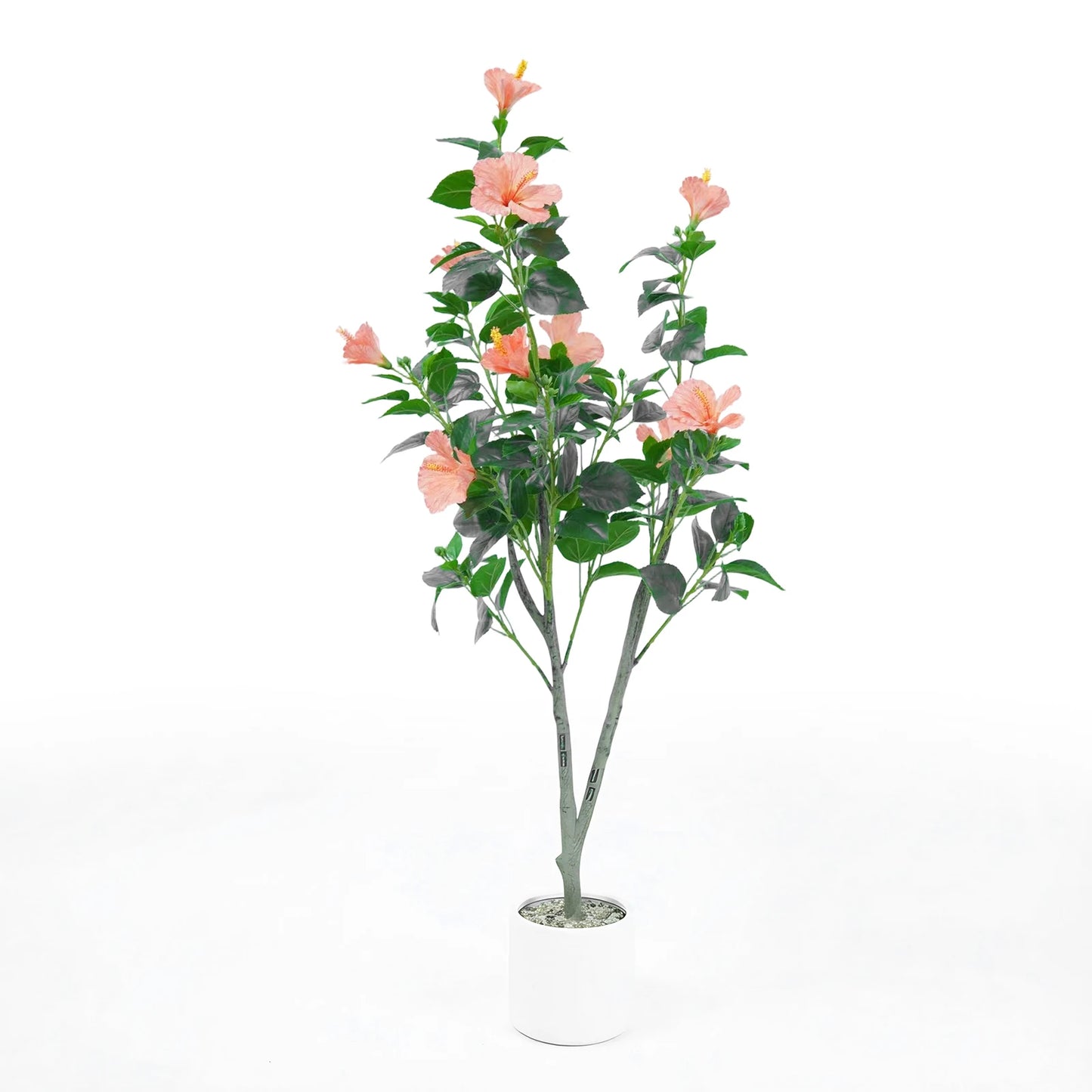 1Pcs  Hibiscus Artificial Tree Faux Tree with Red Hibiscus Flowers  for Front Porch Office Home
