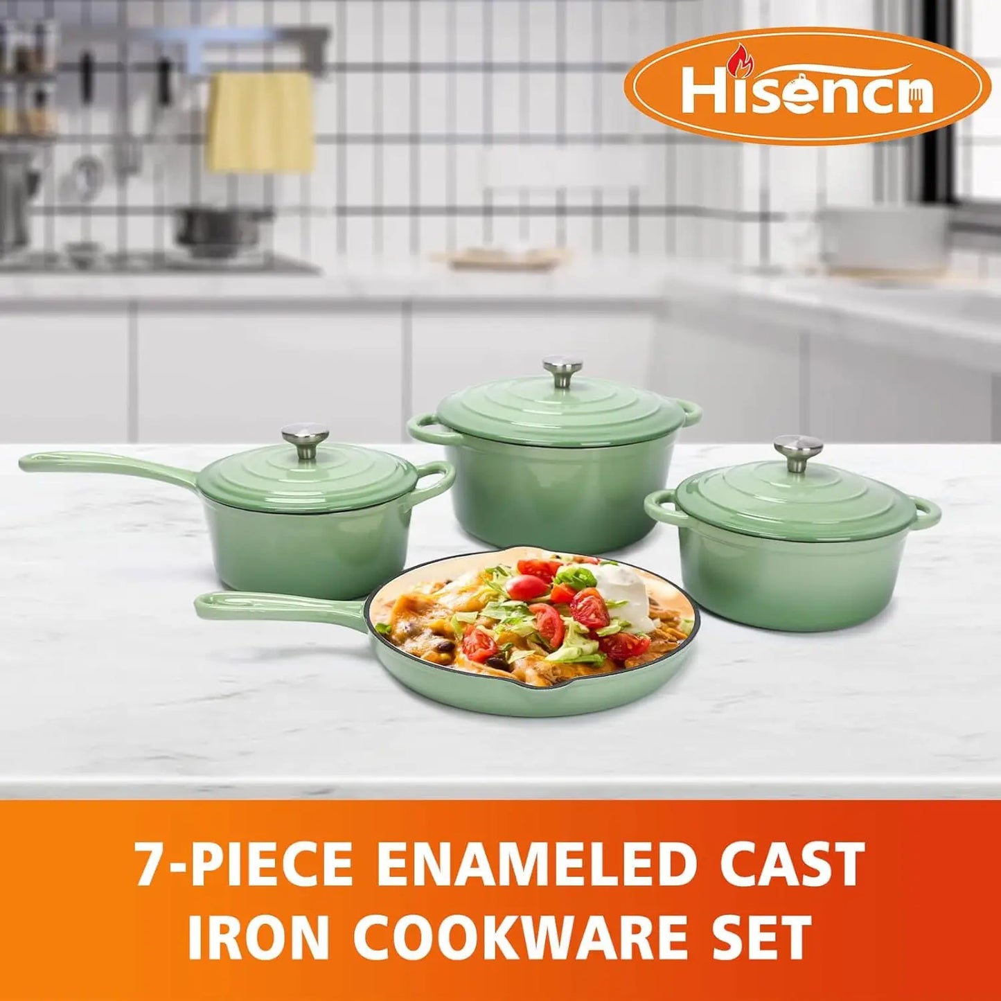 Cast Iron  7 Piece Enamel Cast Iron Set