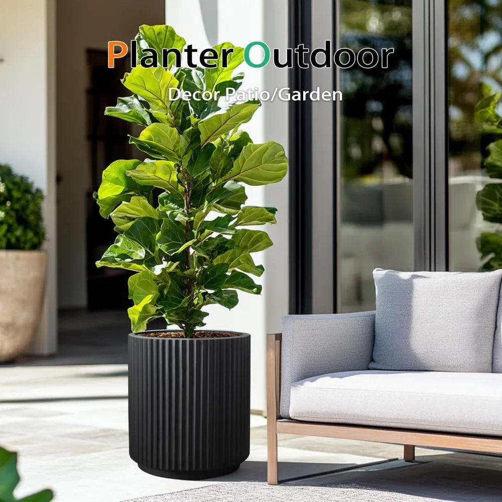 Round Concrete Planter Outdoor Indoor, Large Cement Plant Pots