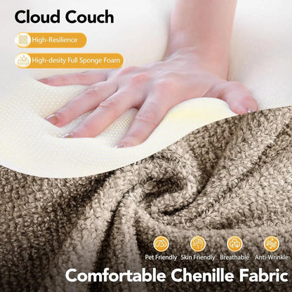 Cloud Boneless Sectional Sofa for Living Room, 4-Seater L-Shaped Comfy Couch with Ottoman, 4 Pillows, Deep, Customized