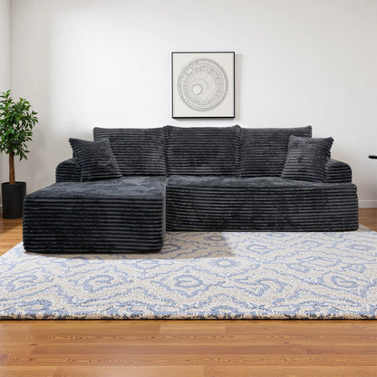 95" L-Shaped Sofa Chaise, Rabbit Fleece Upholstery, Ultra Soft & Comfortable, Ready to Use Out of the Box