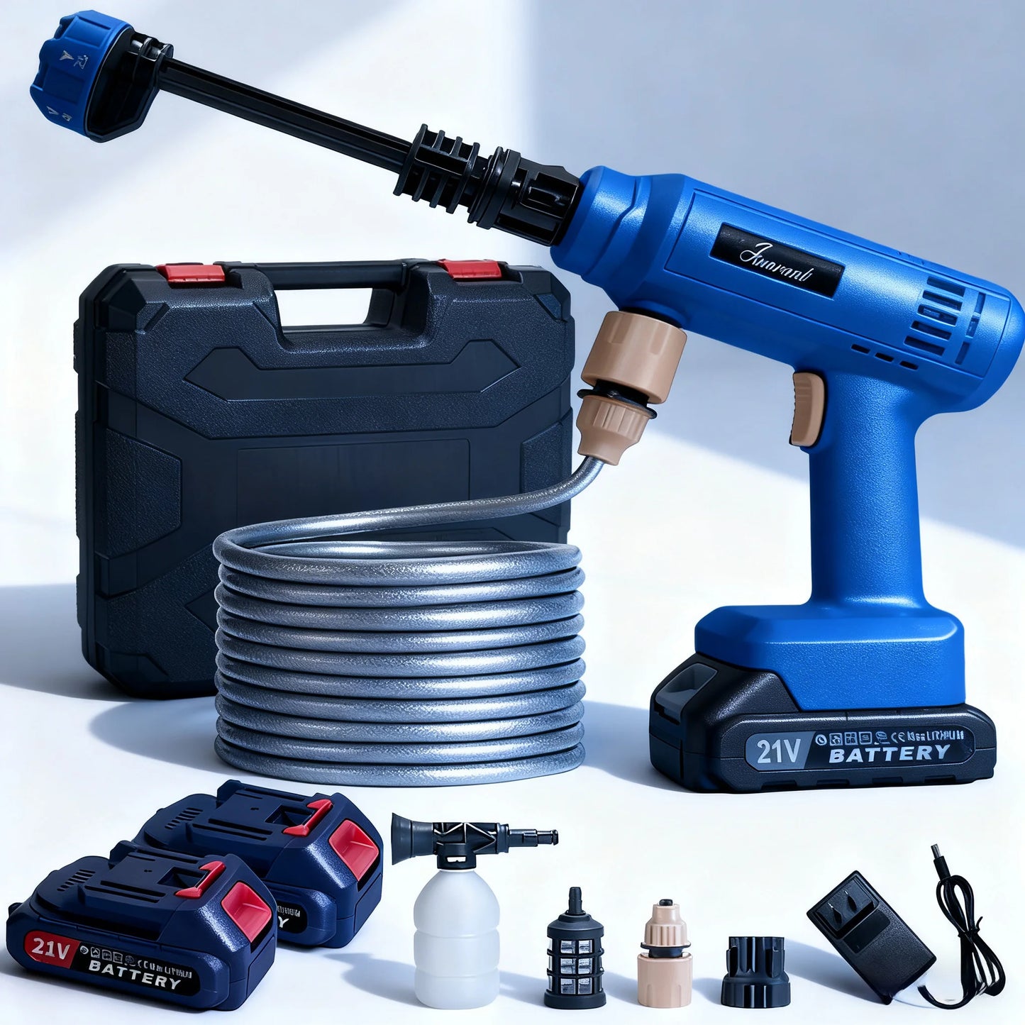 Power Blaster Plus Pressure Washer Cordless Portable Electric Water Spray Gun and Hose