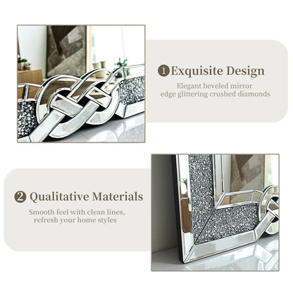 Large Crystal Crush Diamond Mirror Decorative Wall Hang Mirror for Bedroom Hallway Living Room