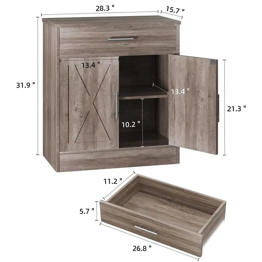 Farmhouse Storage Cabinets with Doors and Shelves,