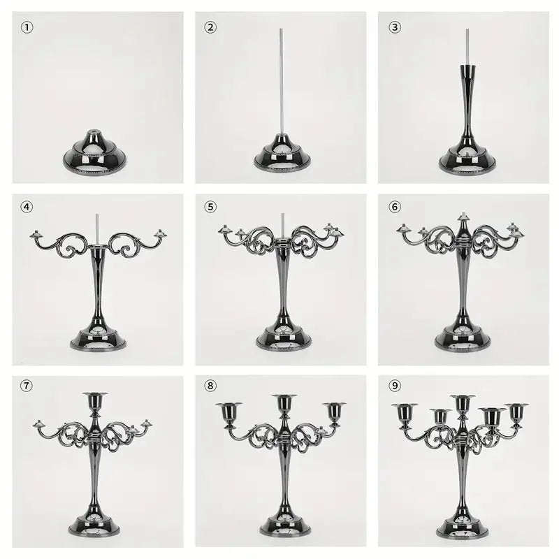 5 Arm Matte Black Candelabra Taper Candle Holders
