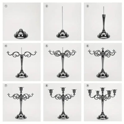 5 Arm Matte Black Candelabra Taper Candle Holders