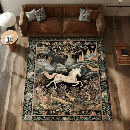 Magic Unicorn Plant Floral Carpet for Living Room Bedroom