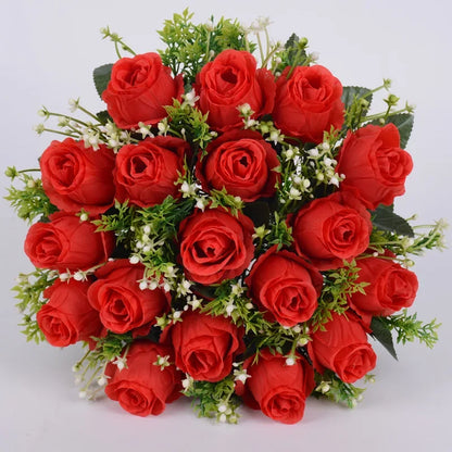 18 Heads Rose Bouquet  Silk  Bouquet Wedding  Flowers