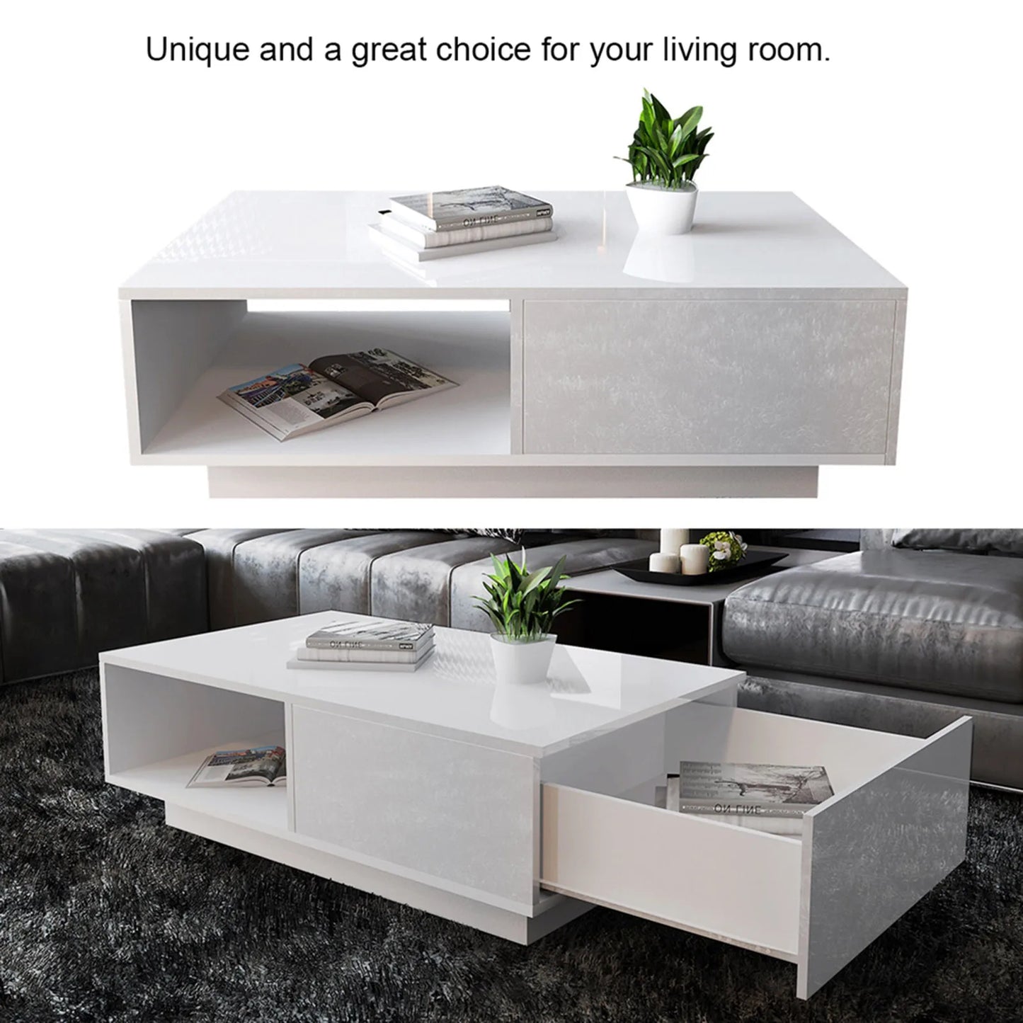 Modern High Gloss Rectangular Coffee Table