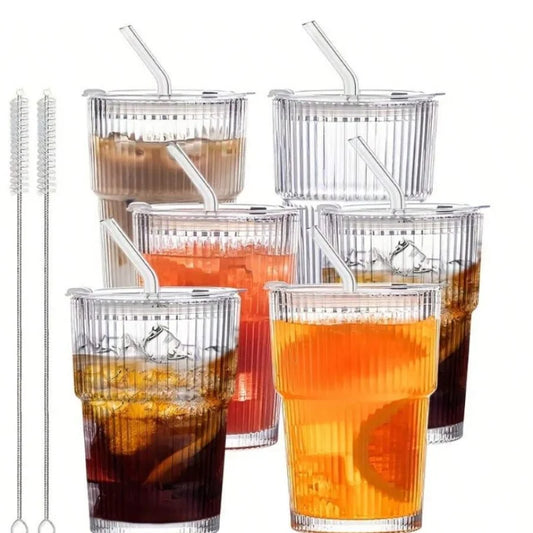 6 pieces, 13.5oz/400ml, ribbed glassware