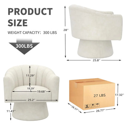 360° Swivel Velvet Upholstered Barrel Chair Set 2 Living Room Reading Round Armchair, 15 different colors