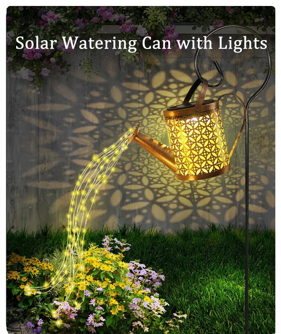 1pc Solar Watering Can with Lights Outdoor Solar Garden Lights