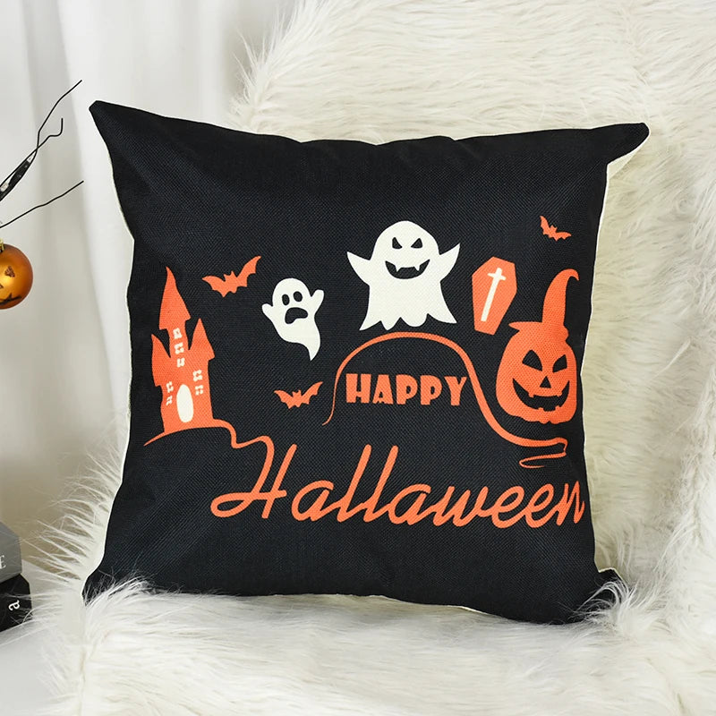 45*45cm Halloween Pillow Ghost Witch Spider Web Print
