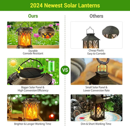2 Pack Solar Hanging Lights Outdoor for Garden, Bronze/Black