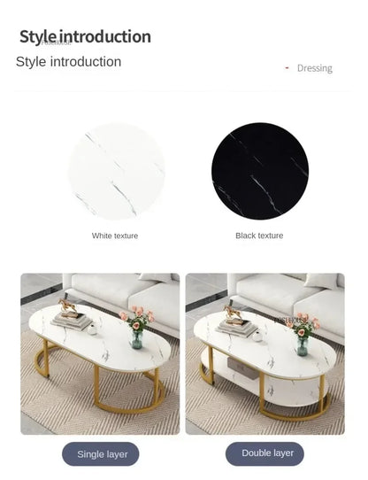 Minimalist Storage Oval  Modern Design Coffee Table