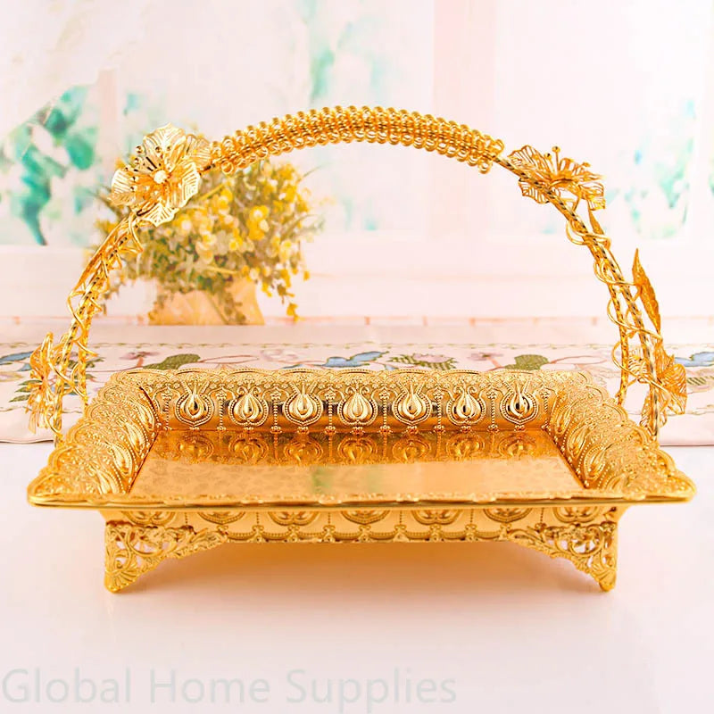 Gold Serving Tray Vintage  European Style Tray with Handle