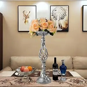 6pcs Silver Metal Flower Vases