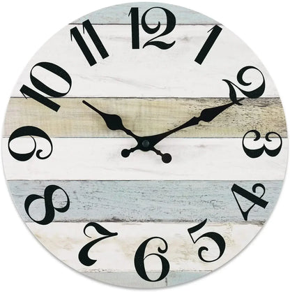 Wall Clock 10 Inch ClockRustic Wall Clocks Battery Operated,SilentNon Ticking Wooden