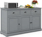 Kitchen Buffet Sideboard, Wood Storage Cabinet w/ 3 Drawers and 2 Cupboards,