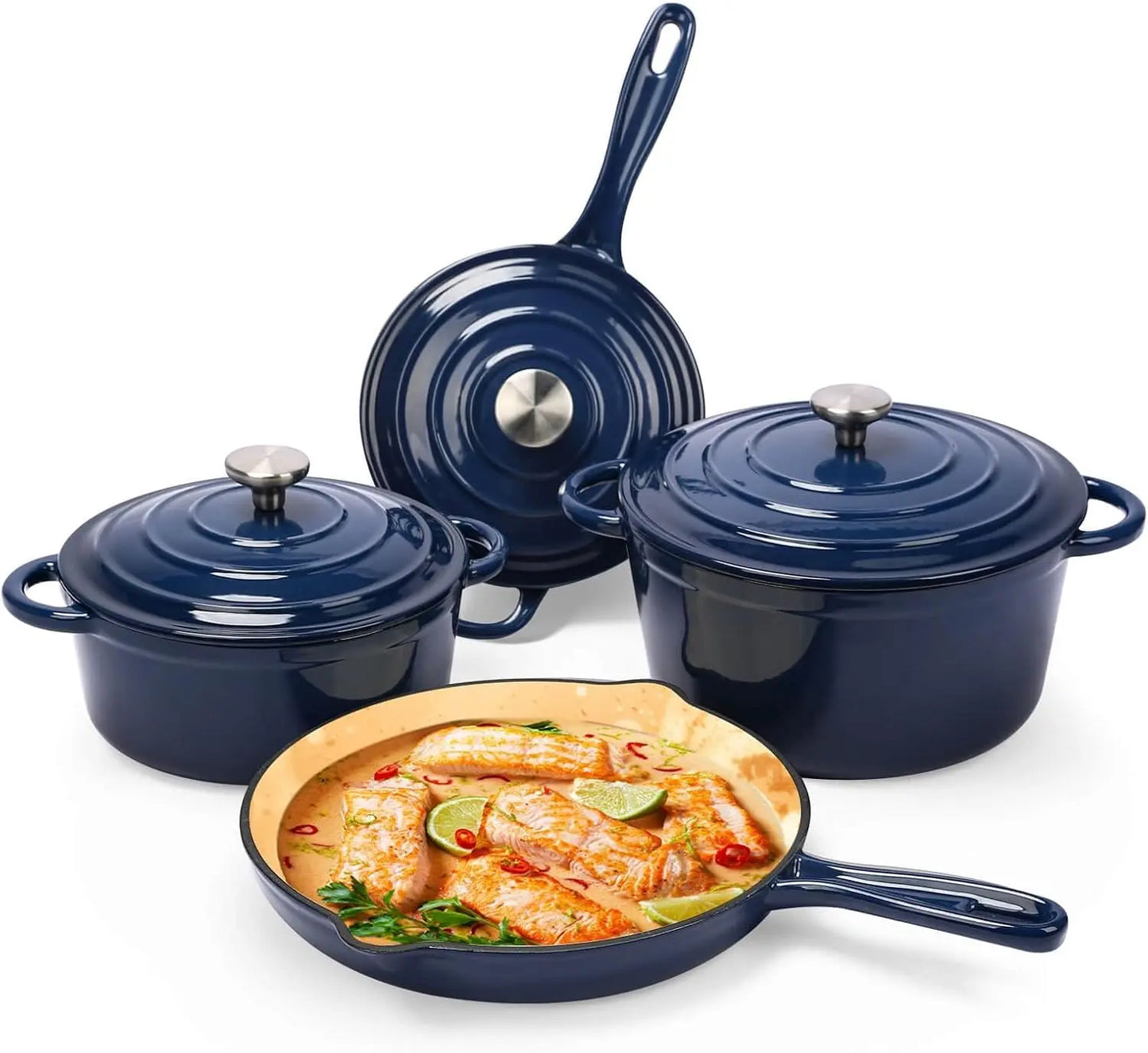 Cast Iron  7 Piece Enamel Cast Iron Set