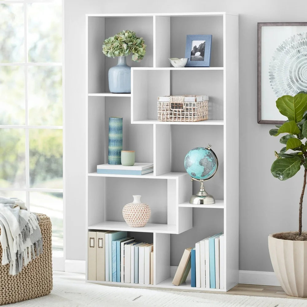 Modern 8-Cube Bookcase Geometric Shelves