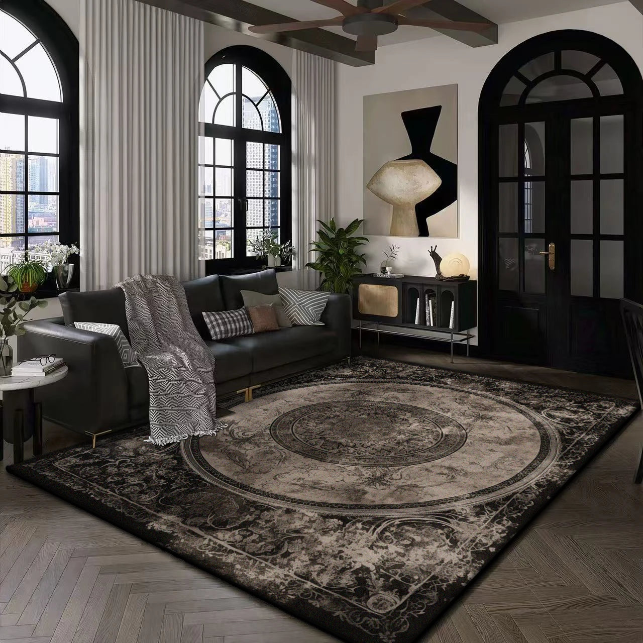 Large Modern Area Rug for Living Room  Plush Non-Slip Floor Machine Washable