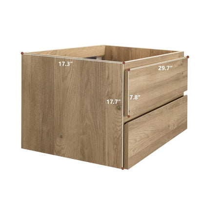 30" Space-Saving Floating Bathroom Vanity with Sink, 2 Soft-Close Drawers Modern Bathrooms