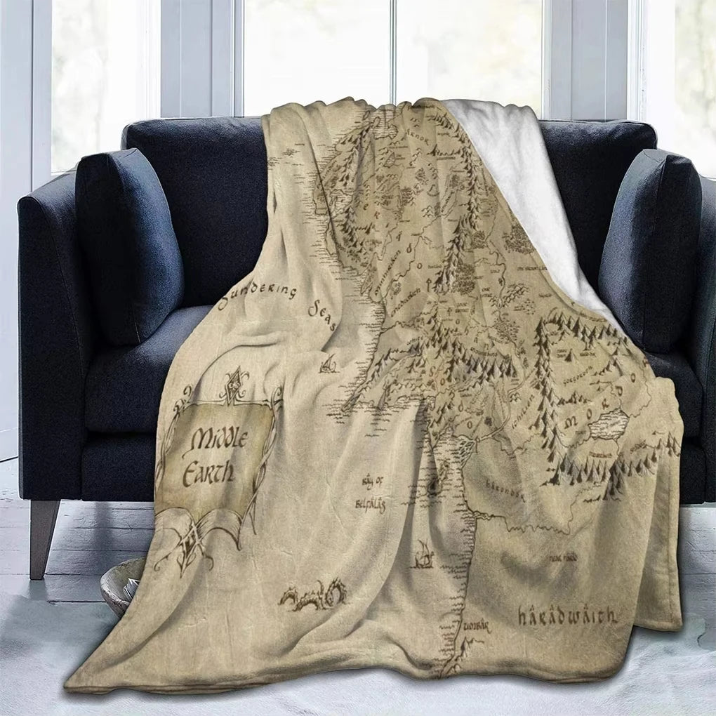 Middle Earth Map Lord Of Ring Style Blanket