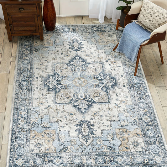 Area Rugs for Living Room, Machine Washable Non Slip Vintage Retro Rugs,