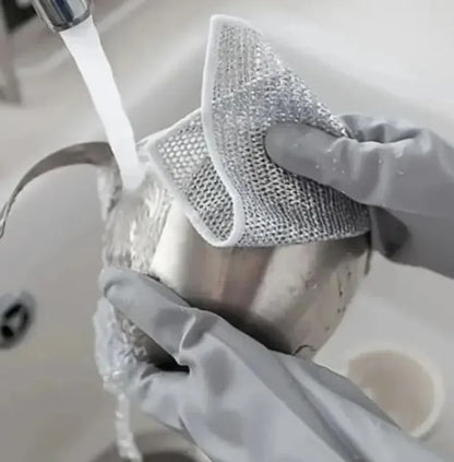 10pcs Magic Dishcloth Silver  Kitchen Cloth  Built-in Sponge Steel Wire Ball Rag