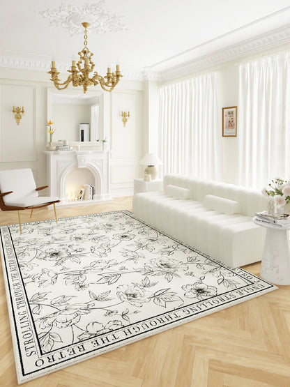 American Retro Carpets for Living Room Thick  Decor Flower Pattern Carpet