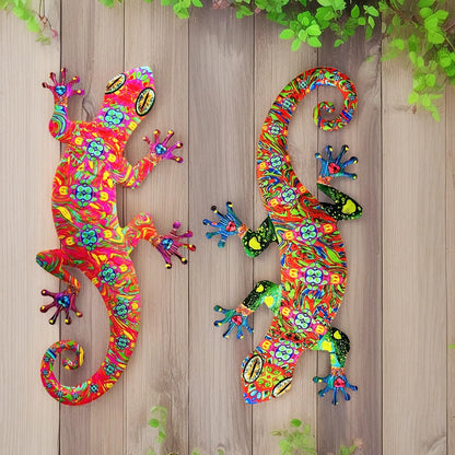 Metal Art Gecko Wall Decor  Lizard Sculptures Gecko Hanging Ornament f