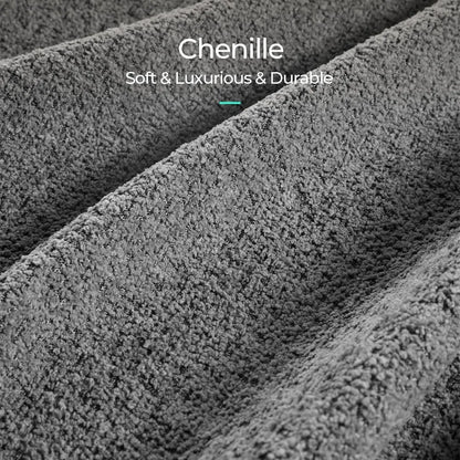 Accent Chair Ottoman Set: Chenille Barrel Chair with Foot Rest,  Upholstered