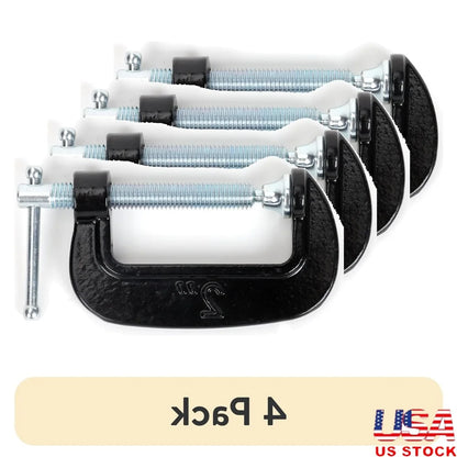 4 Pack 2 Inch C Clamp Heavy Duty Cast Iron Steel Screw Precision
