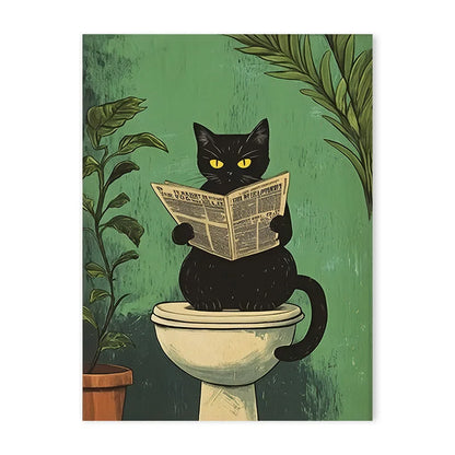 Green Funny Cat  Decorative Canvas Painting