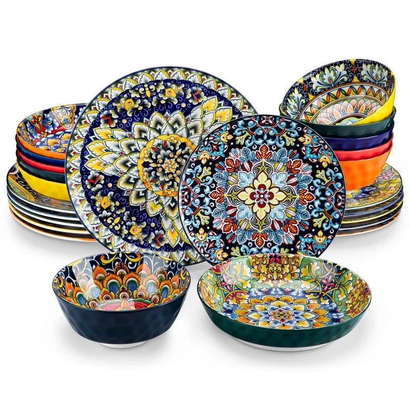 Malacasa Bohemia Retro Ceramic Dinnerware Set