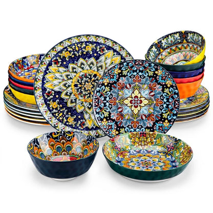 Malacasa Bohemia Retro Ceramic Dinnerware Set