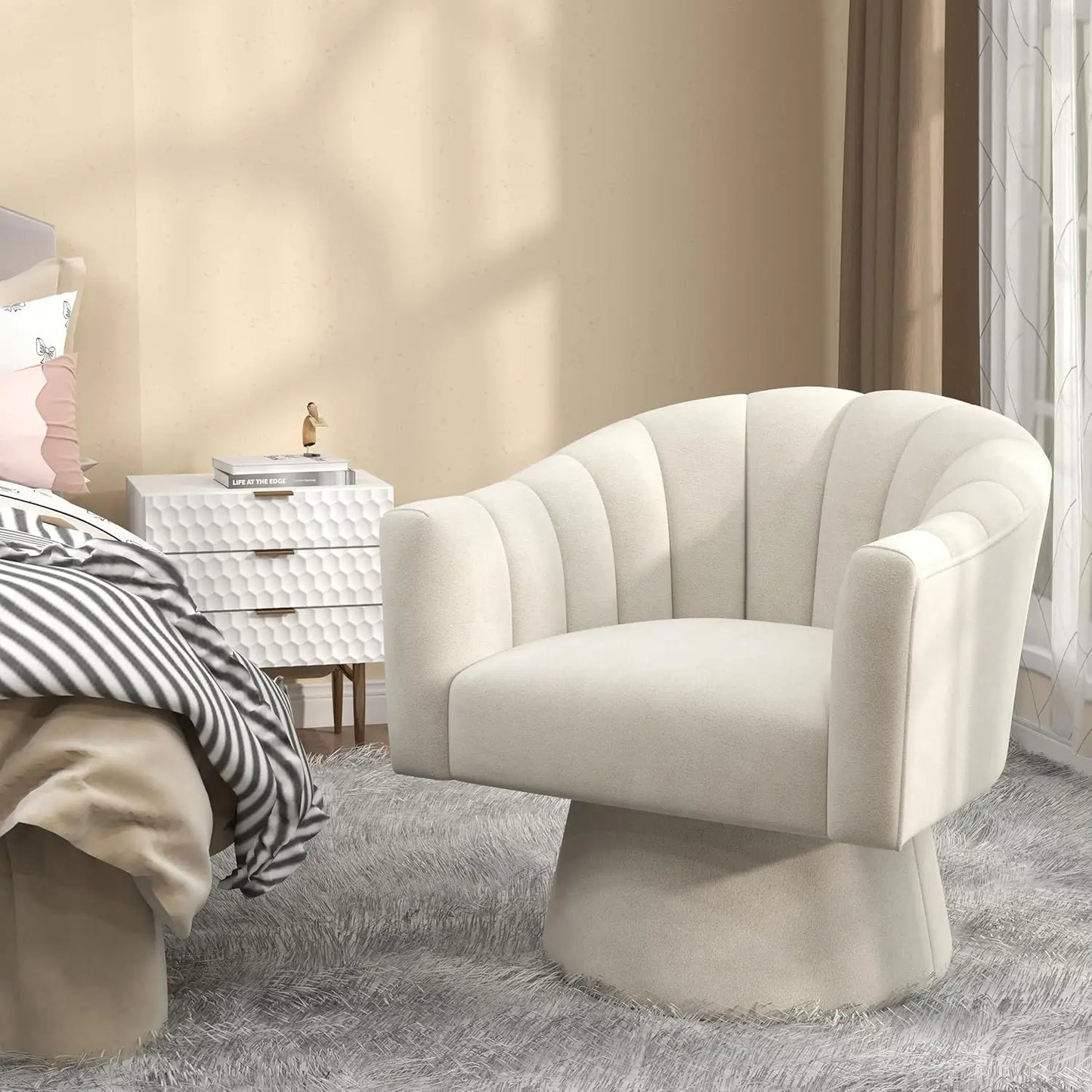 360° Swivel Velvet Upholstered Barrel Chair Set 2 Living Room Reading Round Armchair, 15 different colors