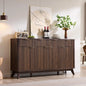 Fluted Buffet Sideboard Cabinet With Storages, Coffee ,Wine Bar Storage Cabinet With 3 Drawers
