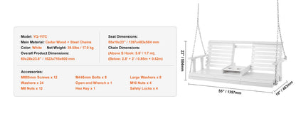 SucceBuy Wooden Porch Swing 5 ft  for Courtyard Garden  880 lbs Strong Load Capacity Chair Bench