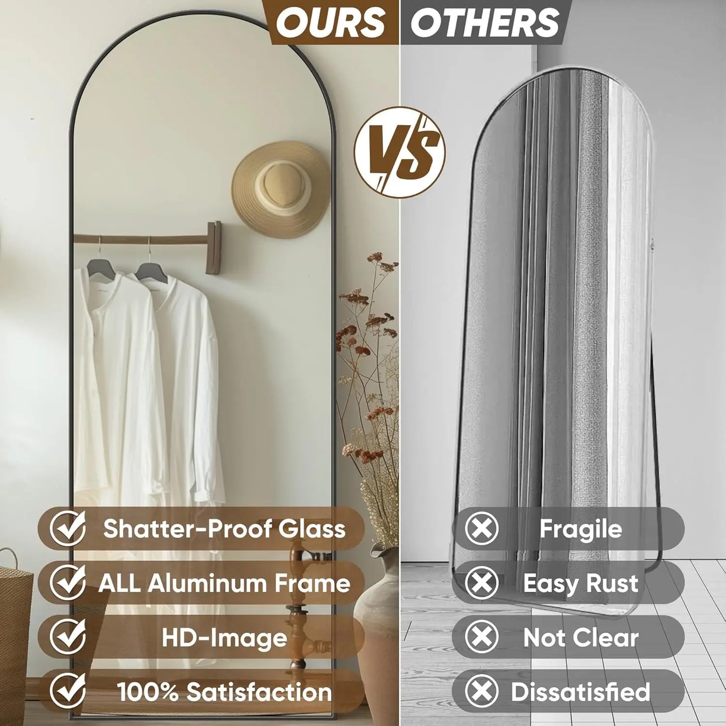 Full Length Mirror, 58"x18"  Rectangular Full Body Mirror with Stand for Bedroom, Living Room, Cloakroom