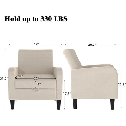 Living Room Chair, Upholstered Accent Chair  Linen Fabric