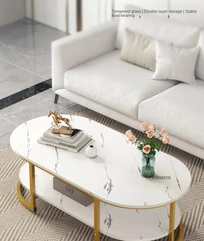 Minimalist Storage Oval  Modern Design Coffee Table