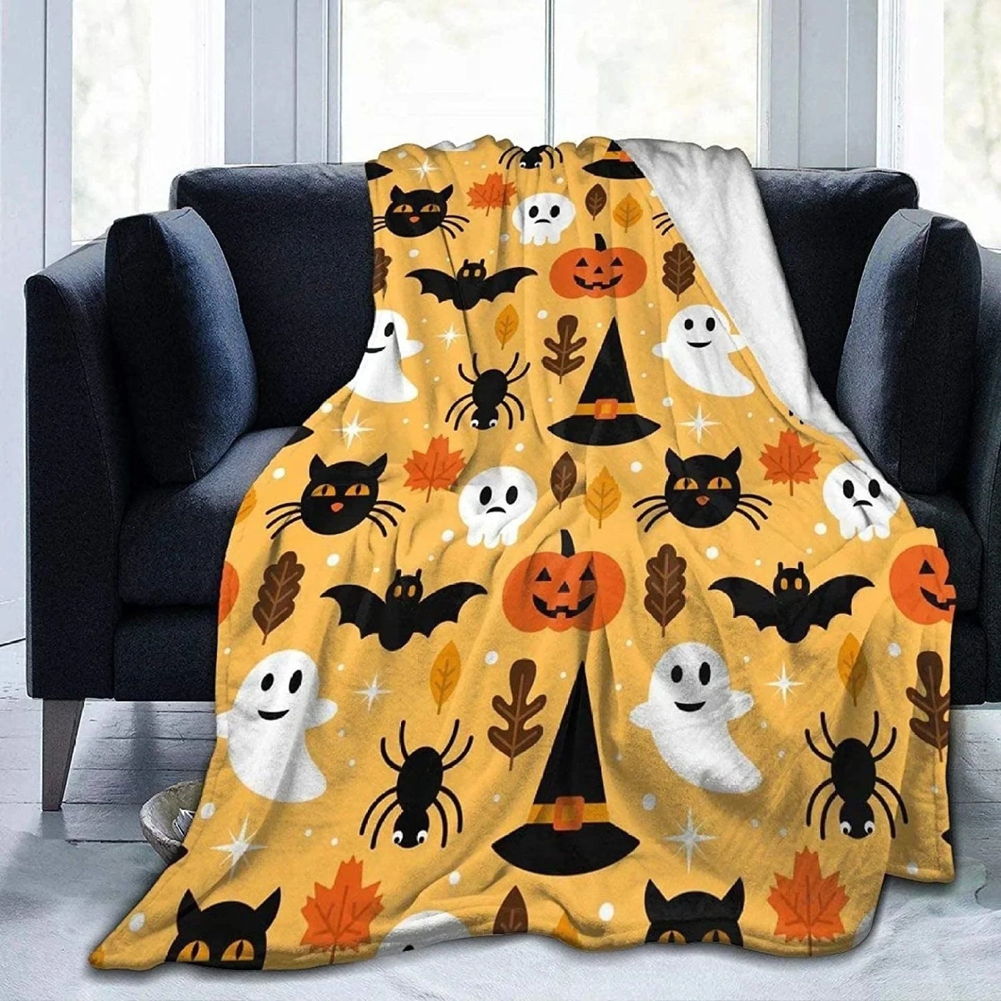 Fall Pumpkin Autumn Blanket Leaves Soft Throw