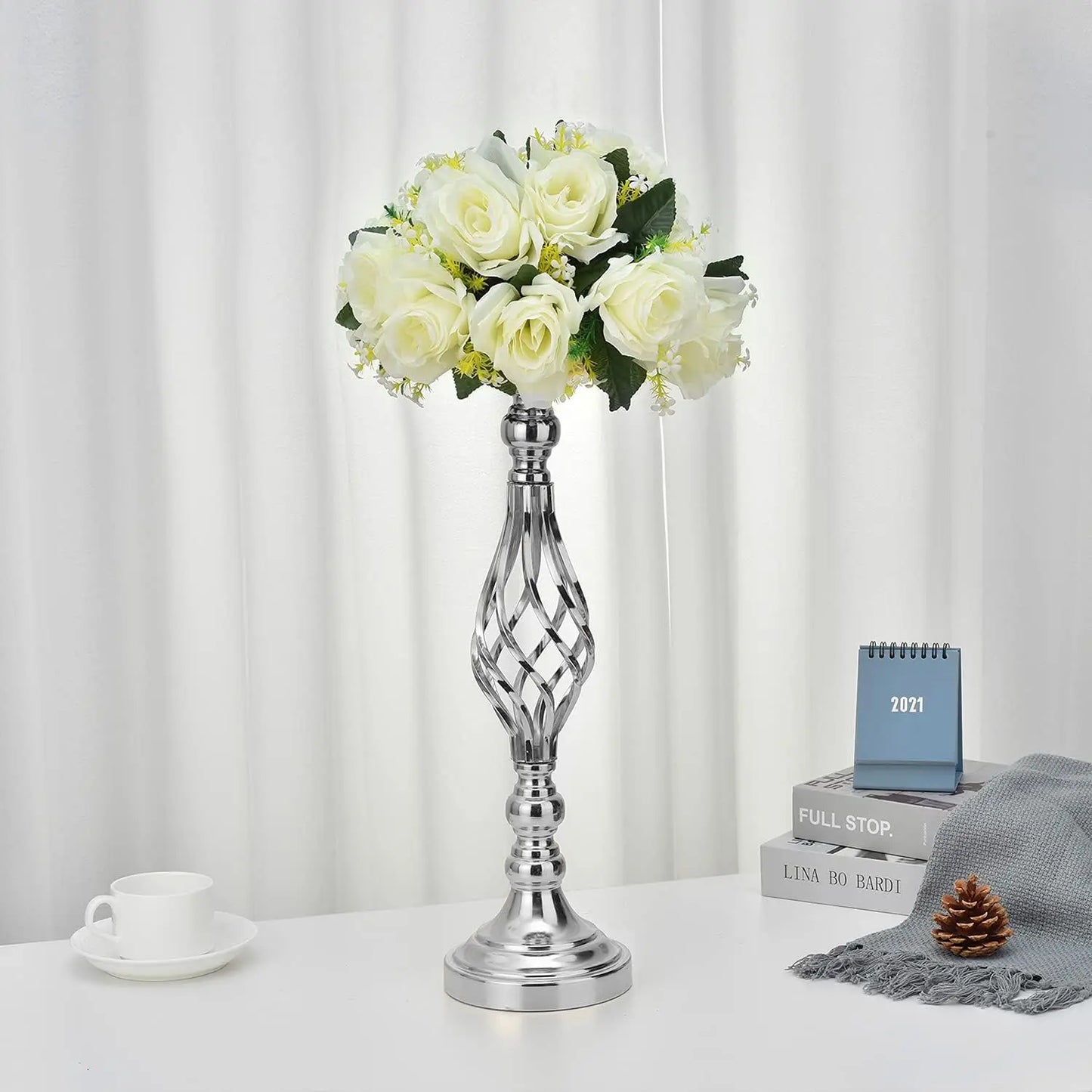 6pcs Silver Metal Flower Vases